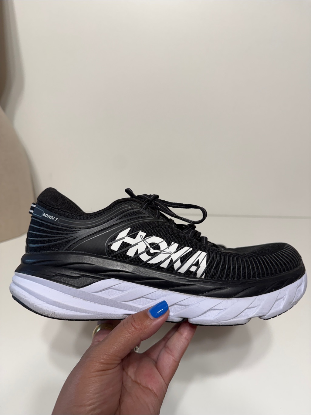 Hoka Black And White Bondi 7 Running Shoes